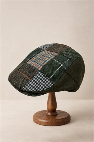 KLH Studio Dept. Forest Olive Patchwork Flat Cap Kasket