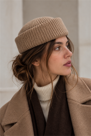 KLH Studio Dept. Ribbed Wool Pillbox Şapka - Vizon