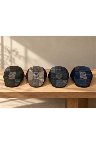 KLH Studio Dept. Charcoal Patchwork Flat Cap Kasket