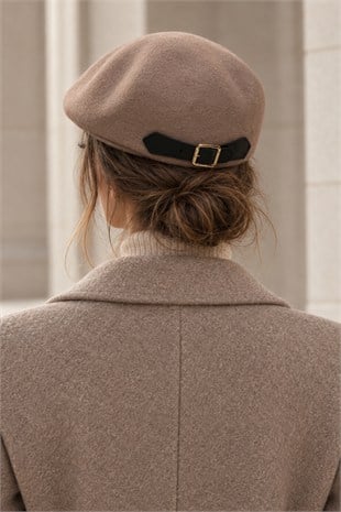 KLH Studio Dept. Heritage Wool Deri Detay Kasket Şapka - Taupe