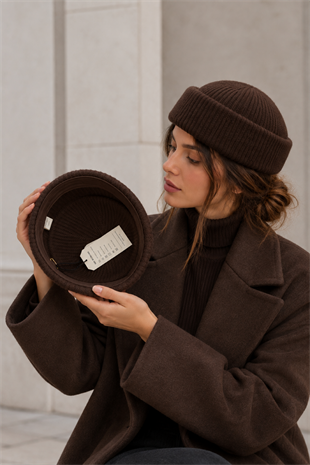 KLH Studio Dept. Ribbed Wool Pillbox Şapka - Kahverengi