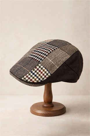 KLH Studio Dept. Heritage Brown Patchwork Flat Cap Kasket