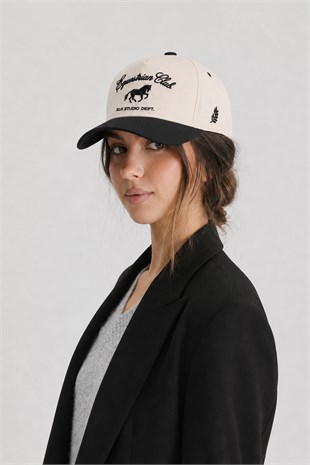 KLH Studio Dept. Equestrian Club Nakışlı Ekru Beyzbol Kep Şapka