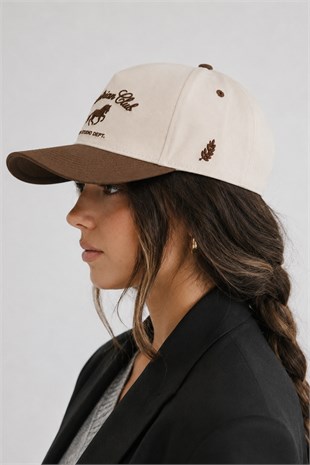 KLH Studio Dept. Equestrian Club Nakışlı Ekru Beyzbol Kep Şapka