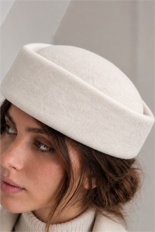 KLH Studio Dept. Heritage Wool Pillbox Şapka - Krem