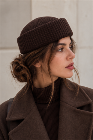 KLH Studio Dept. Ribbed Wool Pillbox Şapka - Kahverengi