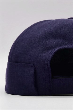 Lacivert Keten Yazlık Cap Docker Şapka