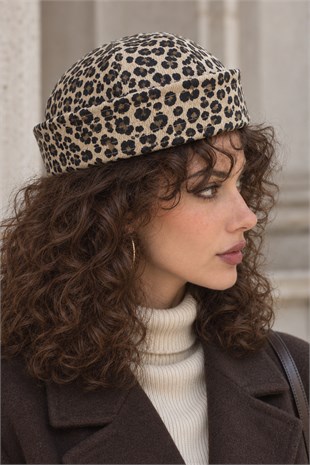 Leopard Statement Sailor Cap – Kıvrık Kenarlı Şapka