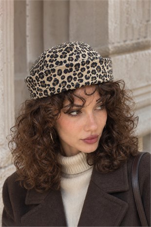 Leopard Statement Sailor Cap – Kıvrık Kenarlı Şapka