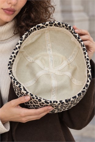 Leopard Statement Sailor Cap – Kıvrık Kenarlı Şapka