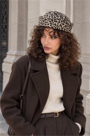Leopard Statement Sailor Cap – Kıvrık Kenarlı Şapka