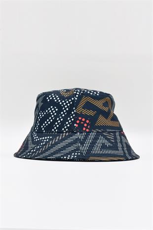 Desenli Kova Balıkçı Şapka Bucket Hat-Siyah