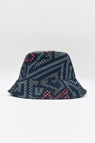 Desenli Kova Balıkçı Şapka Bucket Hat-Siyah