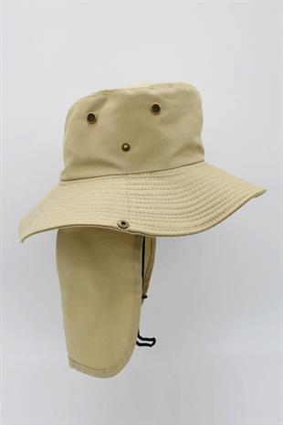 Outdoor Uv Güneş Koruyucu Şapka Camel Lejyoner Safari Şapkası