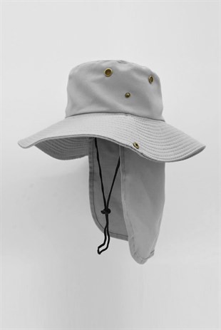 Outdoor Uv Güneş Koruyucu Şapka Gri Lejyoner Safari Şapkası