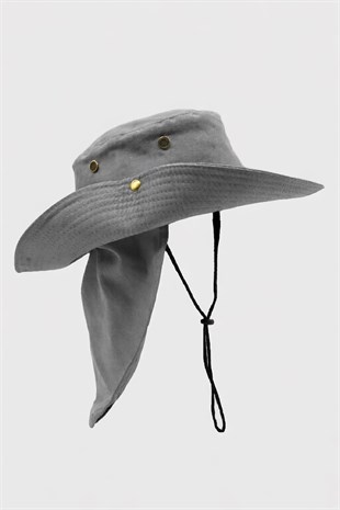 Outdoor Uv Güneş Koruyucu Şapka Gri Lejyoner Safari Şapkası