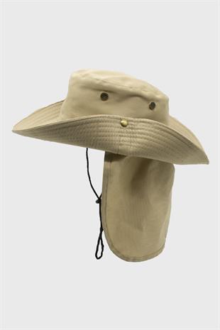 Outdoor Uv Güneş Koruyucu Şapka Camel Lejyoner Safari Şapkası