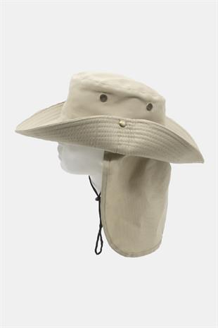 Outdoor Uv Güneş Koruyucu Şapka Açık Bej Lejyoner Safari Şapkası