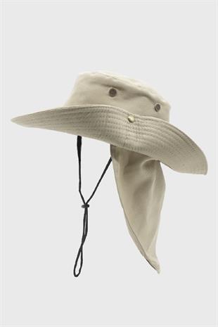Outdoor Uv Güneş Koruyucu Şapka Açık Bej Lejyoner Safari Şapkası