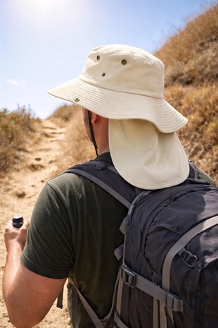 Outdoor Uv Güneş Koruyucu Şapka Bej Lejyoner Safari Şapkası