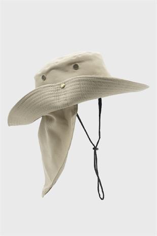 Outdoor Uv Güneş Koruyucu Şapka Açık Bej Lejyoner Safari Şapkası