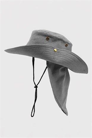 Outdoor Uv Güneş Koruyucu Şapka Gri Lejyoner Safari Şapkası