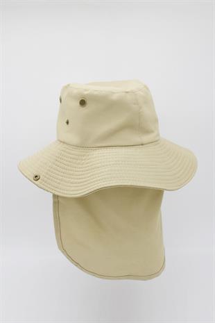 Outdoor Uv Güneş Koruyucu Şapka Bej Lejyoner Safari Şapkası