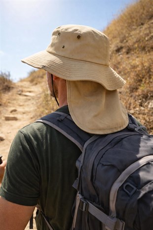Outdoor Uv Güneş Koruyucu Şapka Camel Lejyoner Safari Şapkası