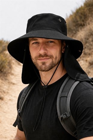 Outdoor Uv Sun Protect Hat Black Lejyoner Safari Hat