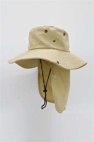 Outdoor Uv Güneş Koruyucu Şapka Camel Lejyoner Safari Şapkası