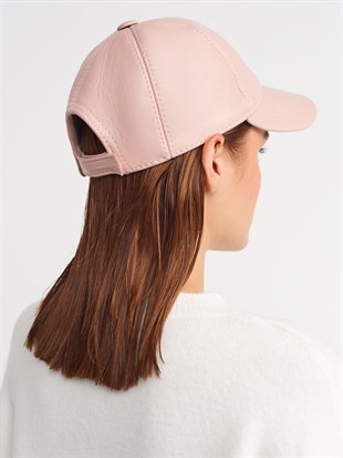 Pink Leather Womens Cap Hat