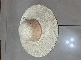 Premium Rafya Oversize Bej Geniş Hasır Plaj Şapkası