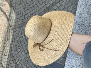 Premium Rafya Oversize Camel Geniş Hasır Plaj Şapkası