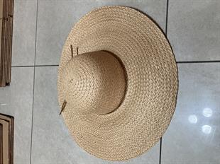 Premium Rafya Oversize Camel Geniş Hasır Plaj Şapkası