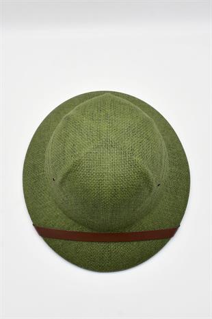 Erkek Doğal Hasır Haki Safari Keşif Şapkası