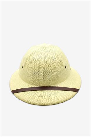 Erkek Doğal Hasır Krem Safari Keşif Şapkası