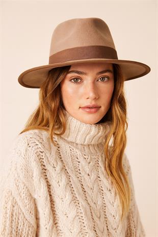 Premium Valerie Fedora Şapka - Bej