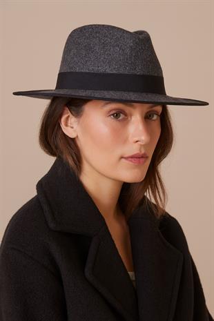 Premium Valerie Fedora Şapka - Füme