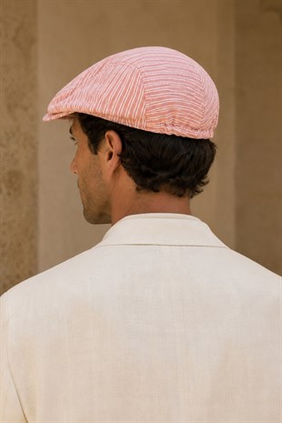 Riviera Rosé Keten Dokulu Slim Fit Kasket – Flat Cap | Riviera Collection