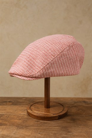Riviera Rosé Keten Dokulu Slim Fit Kasket – Flat Cap | Riviera Collection
