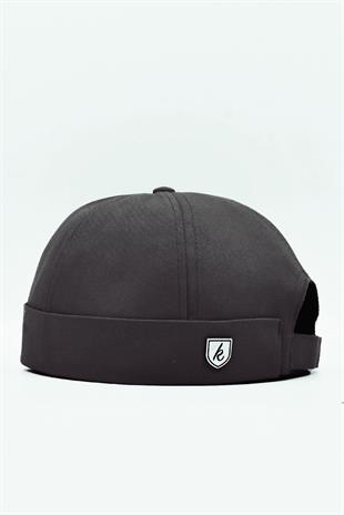 Siyah %100 Pamuk Cap Docker Şapka Cırtlı