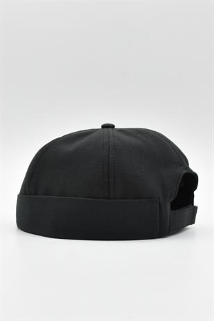 Siyah Keten Yazlık Cap Docker Şapka