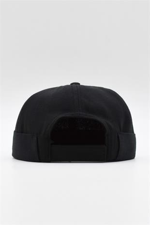 Siyah Keten Yazlık Cap Docker Şapka