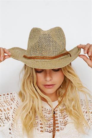 Womens Cowboy Style Straw Holiday Tatil Beach Hat