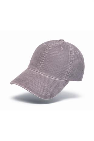 Soluk Efektli Fitilli Dokulu Kadife Şapka - Dust Grey