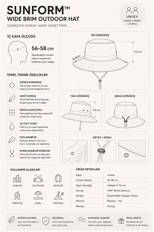 SunForm™ Geniş Siper Güneş Şapkası — Unisex