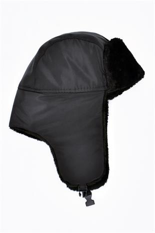 Suni Kürklü Pilot Beresi Antrasit Kalpak Şapka