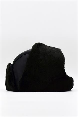 Suni Kürklü Pilot Beresi Antrasit Kalpak Şapka