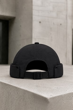 Teknik Kumaş Ayarlanabilir Docker Şapka – Technical Black