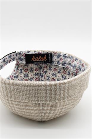 Unisex Bej Desenli Yünlü Docker Şapka